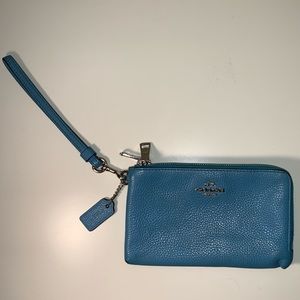 coach double corner zip wristlet